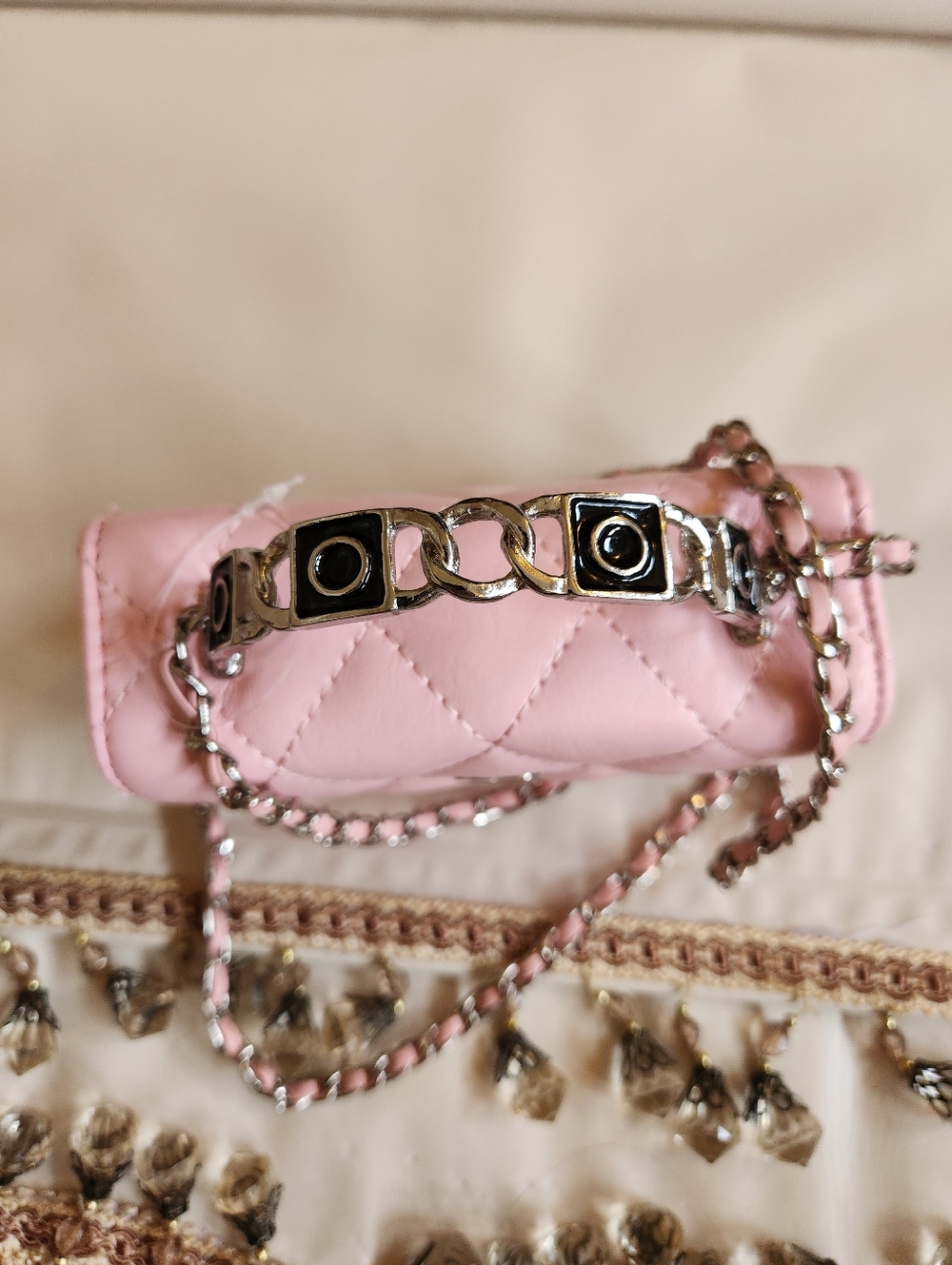 Pink Quilted Chain Shoulder Bag - Unbranded